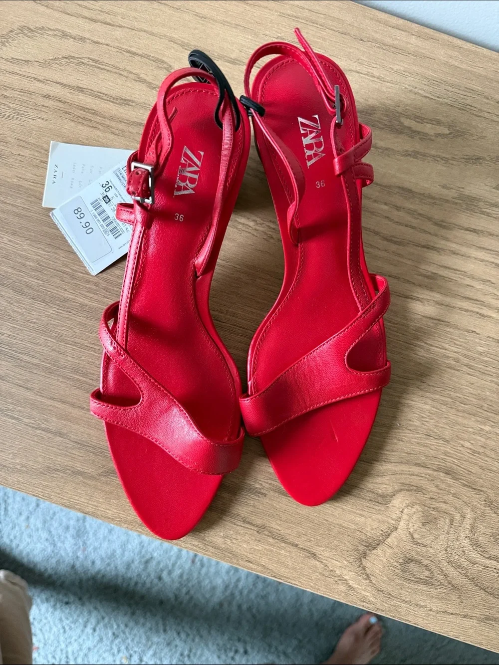 Zara Red Strappy Slingback Heels
